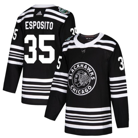 Youth Chicago Blackhawks Tony Esposito Adidas Authentic 2019 Winter Classic Jersey - Black