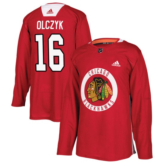 Youth Chicago Blackhawks Ed Olczyk Adidas Authentic Home Practice Jersey - Red