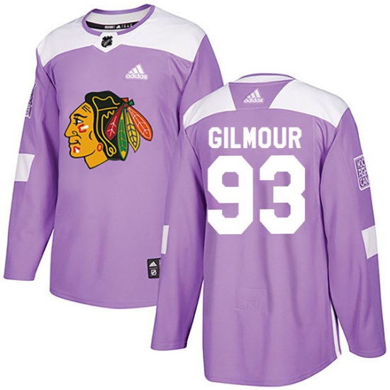 Men's Chicago Blackhawks Doug Gilmour Adidas Authentic Fights Cancer Practice Jersey - Purple