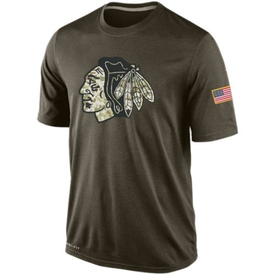 Men's Chicago Blackhawks Nike Salute To Service KO Performance Dri-FIT T-Shirt - Olive